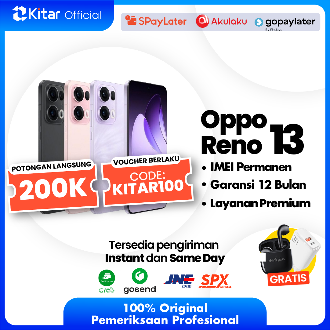 Oppo Reno 13 Second Original Resmi IMEI Permanen + Garansi 1 Tahun - Kitar