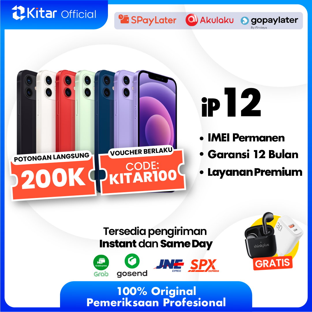 iPhone 12 Second Original Resmi IMEI Permanen + Garansi 1 Tahun Kitar