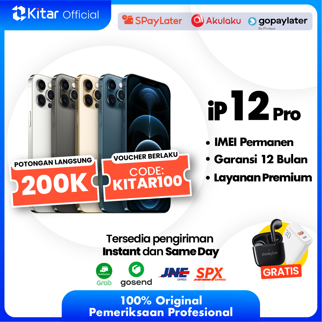 iPhone 12 Pro Second Original Resmi IMEI Permanen + Garansi 1 Tahun - Kitar