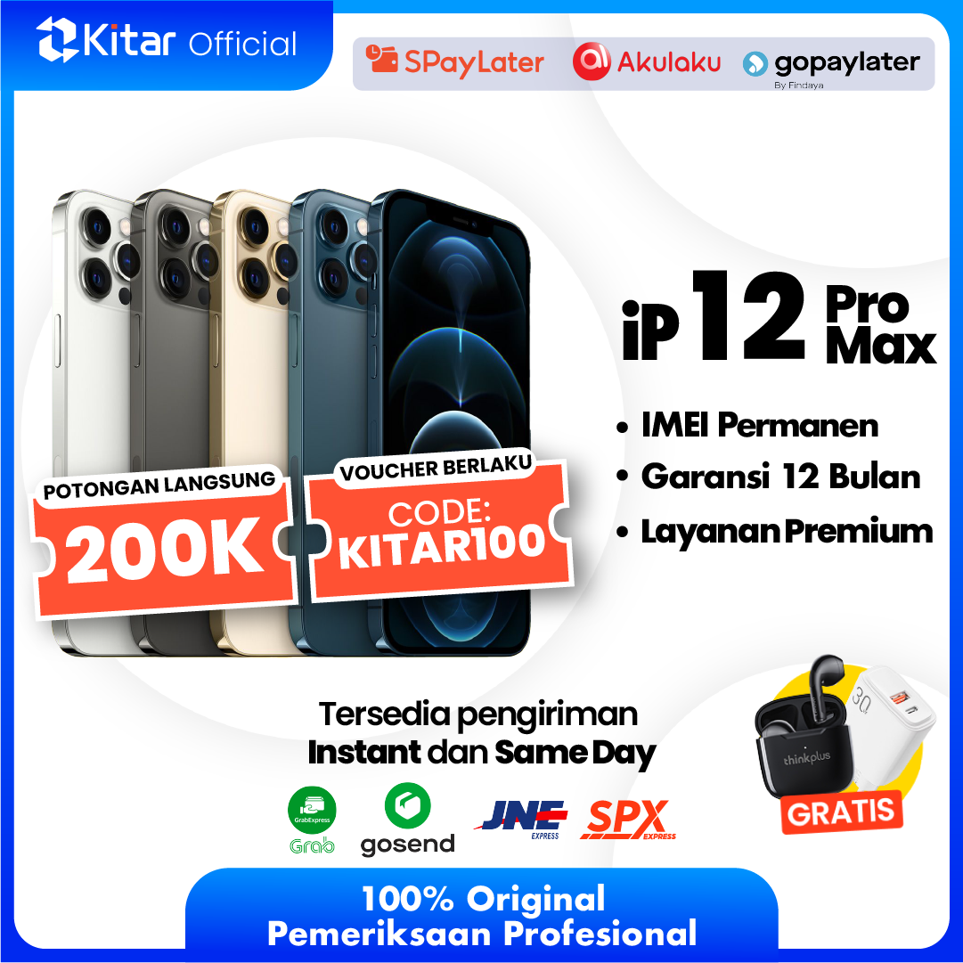 iPhone 12 Pro Max Second Original Resmi IMEI Permanen + Garansi 1 Tahun - Kitar