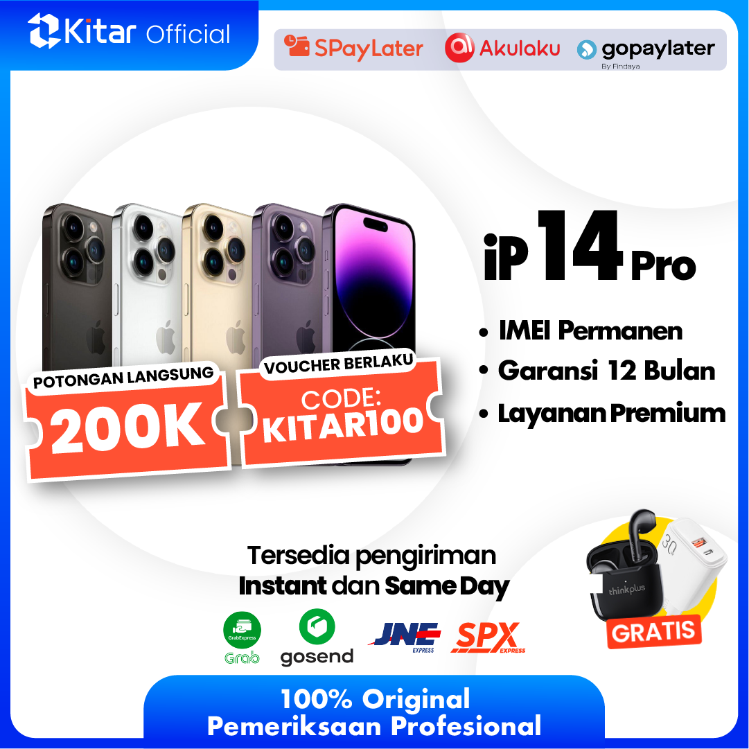 iPhone 14 Pro Second Original Resmi IMEI Permanen + Garansi 1 Tahun - Kitar