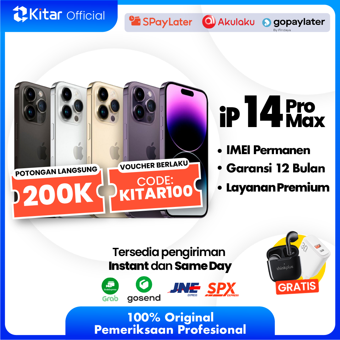 iPhone 14 Pro Max Second Original Resmi IMEI Permanen + Garansi 1 Tahun - Kitar