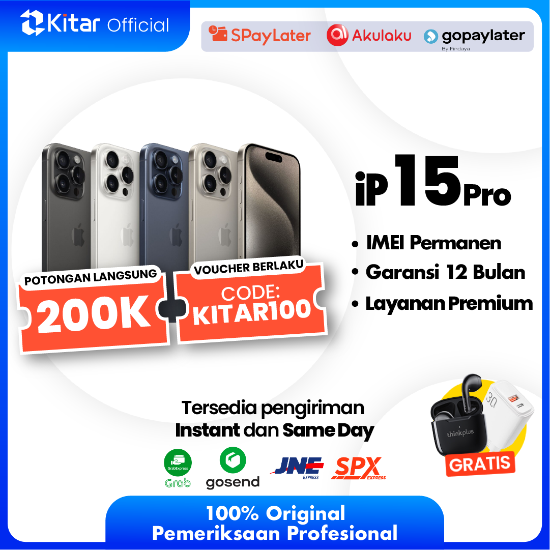 iPhone 15 Pro Second Original Resmi IMEI Permanen + Garansi 1 Tahun - Kitar