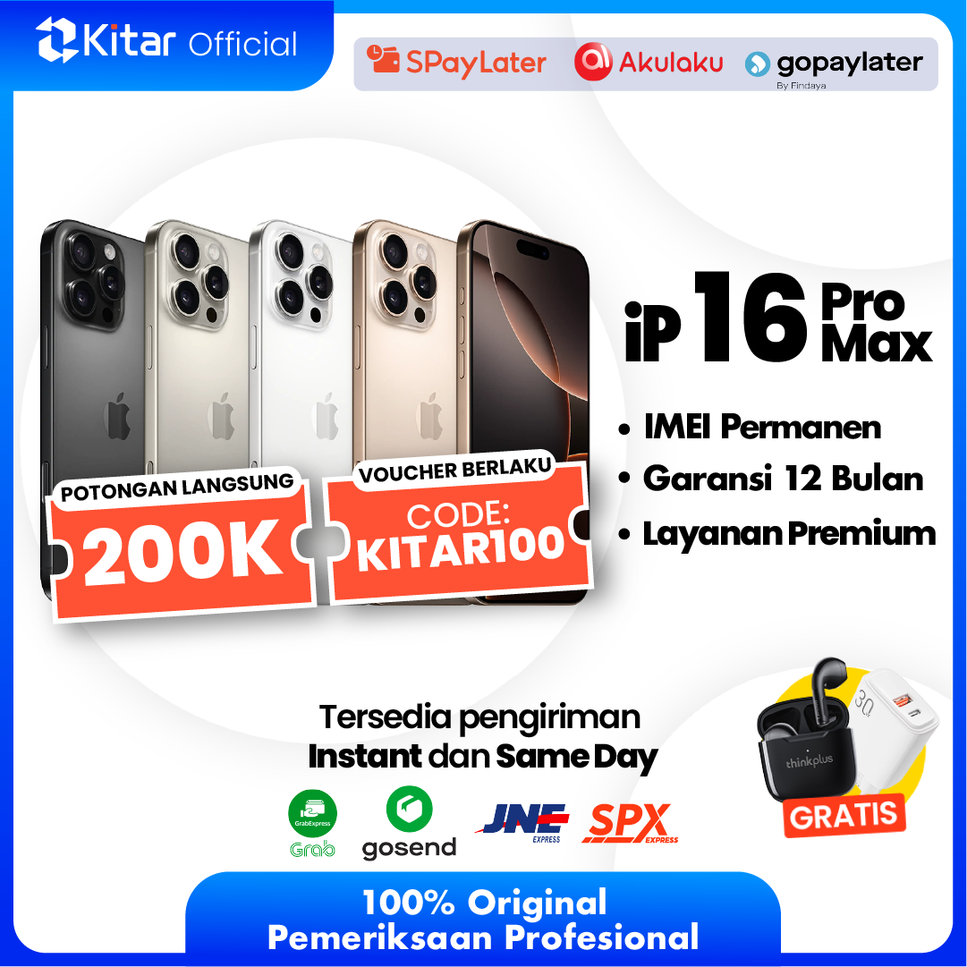 iPhone 16 Pro Max Second Original Resmi IMEI Permanen + Garansi 1 Tahun - Kitar